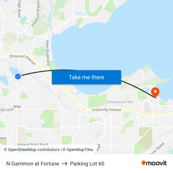 N Gammon at Fortune to Parking Lot 60 map