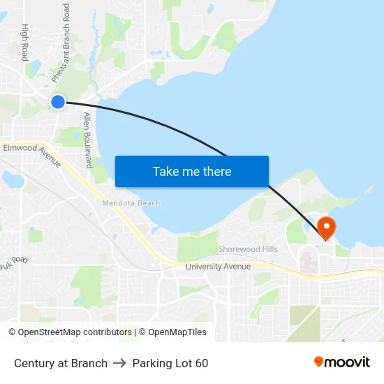 Century at Branch to Parking Lot 60 map