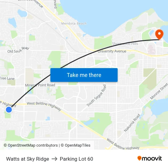 Watts at Sky Ridge to Parking Lot 60 map