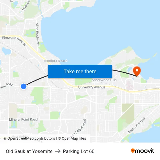 Old Sauk at Yosemite to Parking Lot 60 map