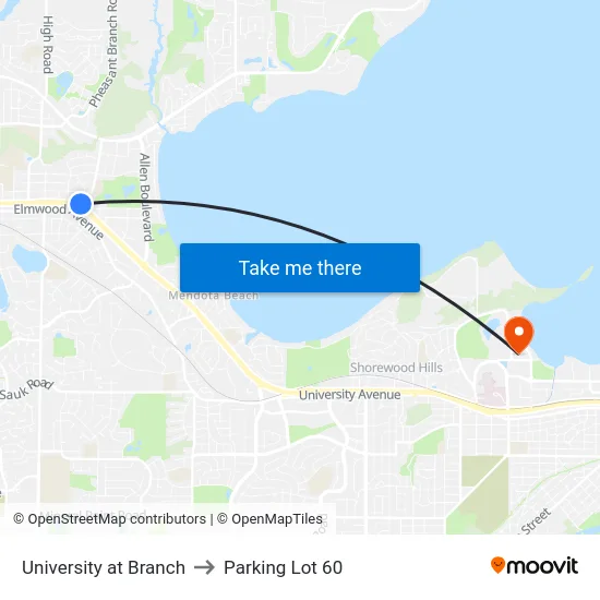 University at Branch to Parking Lot 60 map