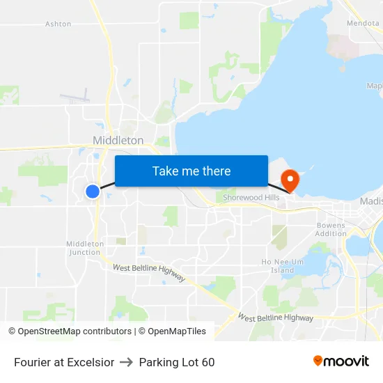 Fourier at Excelsior to Parking Lot 60 map