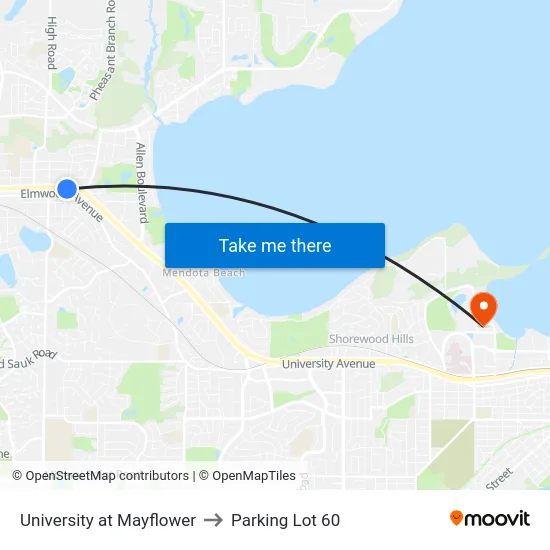 University at Mayflower to Parking Lot 60 map