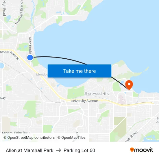 Allen at Marshall Park to Parking Lot 60 map