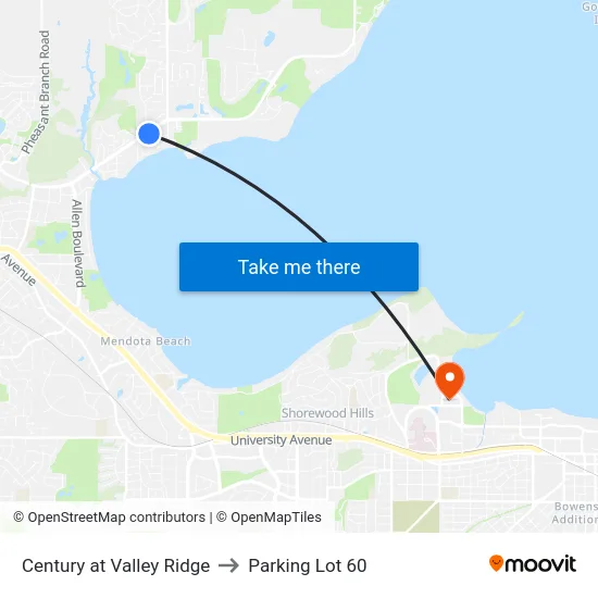 Century at Valley Ridge to Parking Lot 60 map