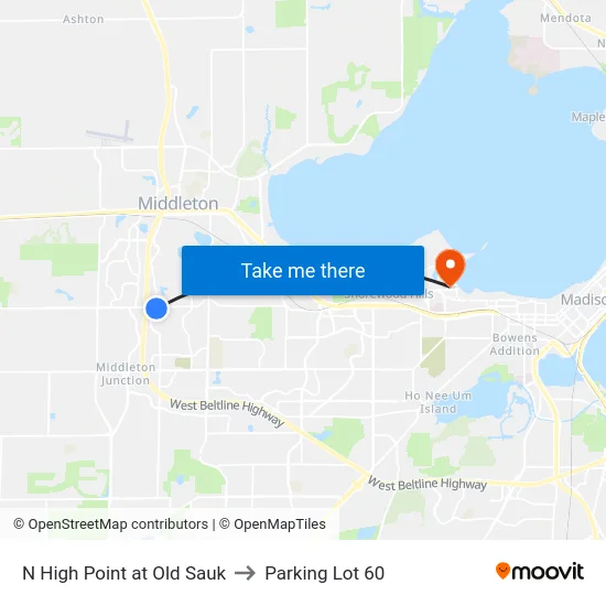 N High Point at Old Sauk to Parking Lot 60 map