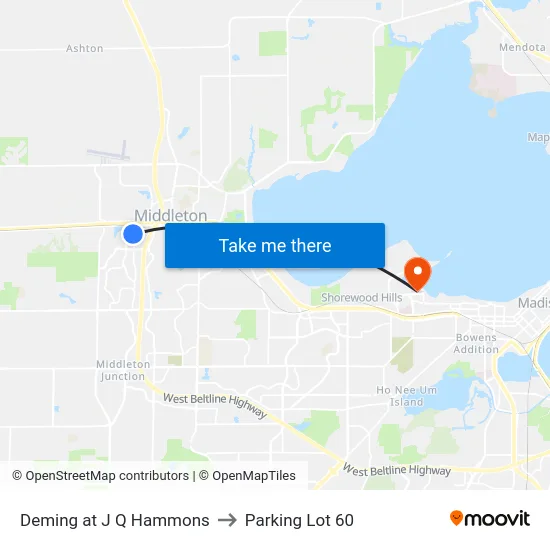 Deming at J Q Hammons to Parking Lot 60 map