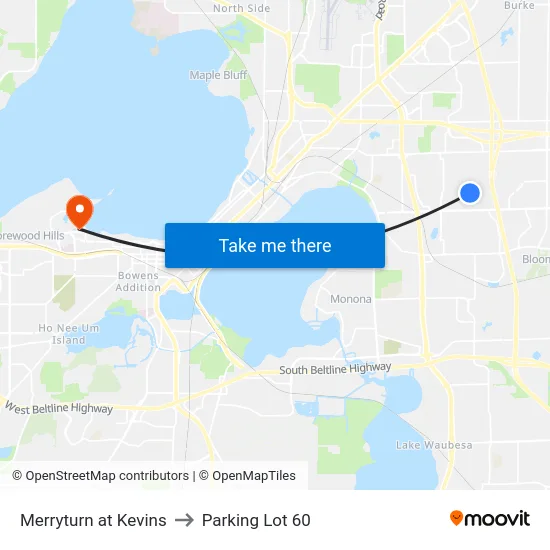 Merryturn at Kevins to Parking Lot 60 map