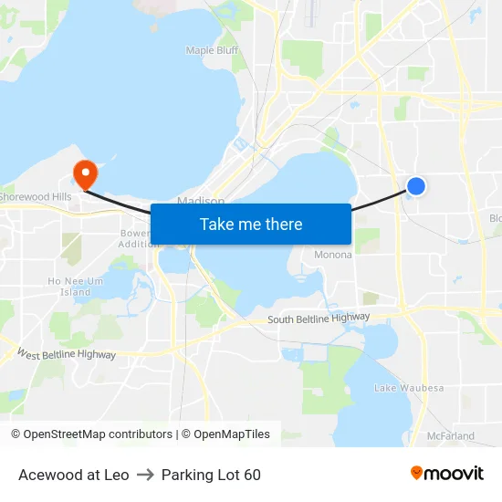 Acewood at Leo to Parking Lot 60 map