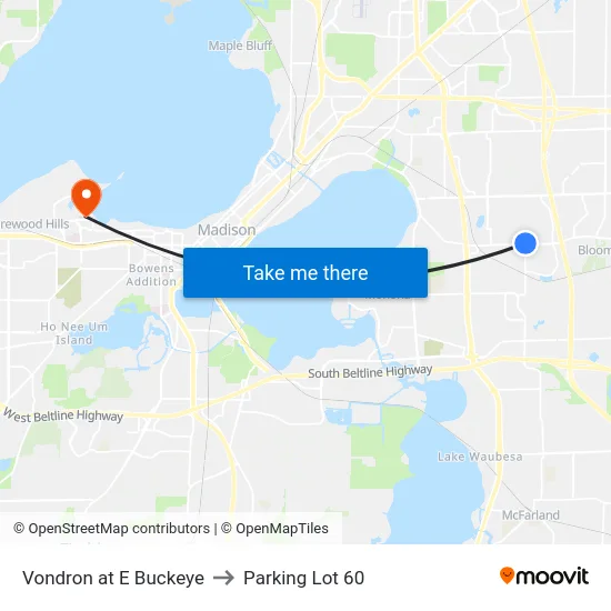 Vondron at E Buckeye to Parking Lot 60 map