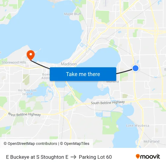 E Buckeye at S Stoughton E to Parking Lot 60 map