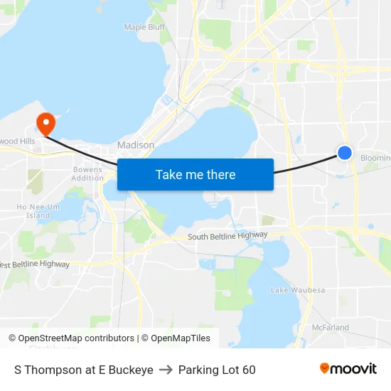 S Thompson at E Buckeye to Parking Lot 60 map