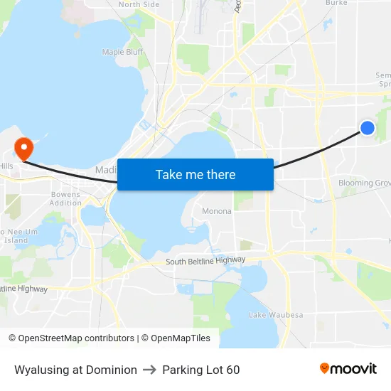 Wyalusing at Dominion to Parking Lot 60 map
