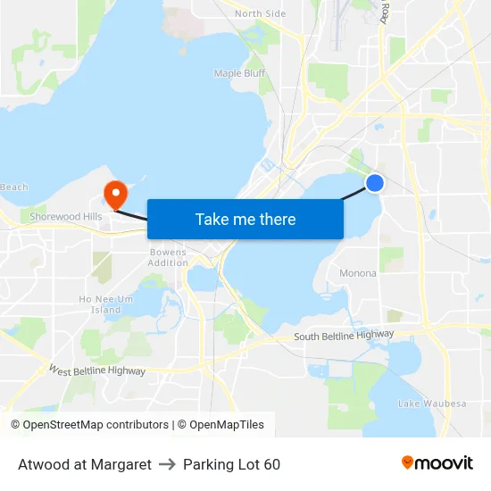 Atwood at Margaret to Parking Lot 60 map