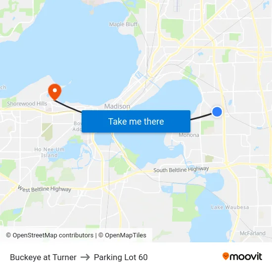 Buckeye at Turner to Parking Lot 60 map