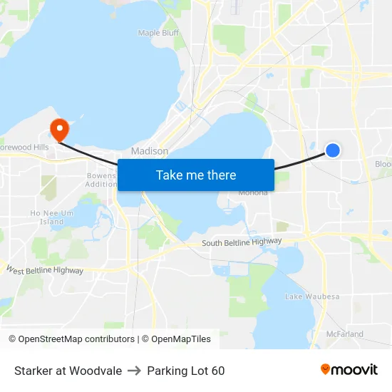 Starker at Woodvale to Parking Lot 60 map