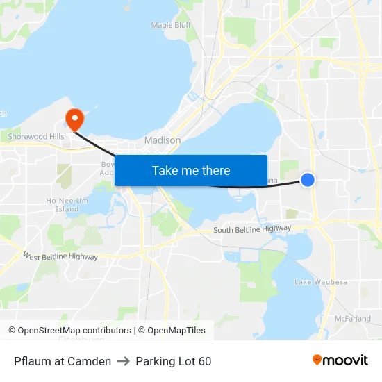 Pflaum at Camden to Parking Lot 60 map