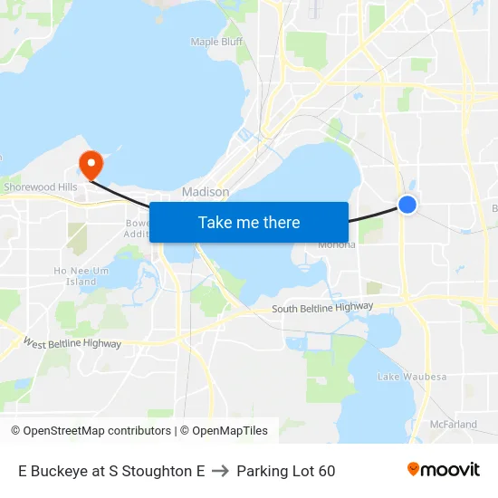 E Buckeye at S Stoughton E to Parking Lot 60 map