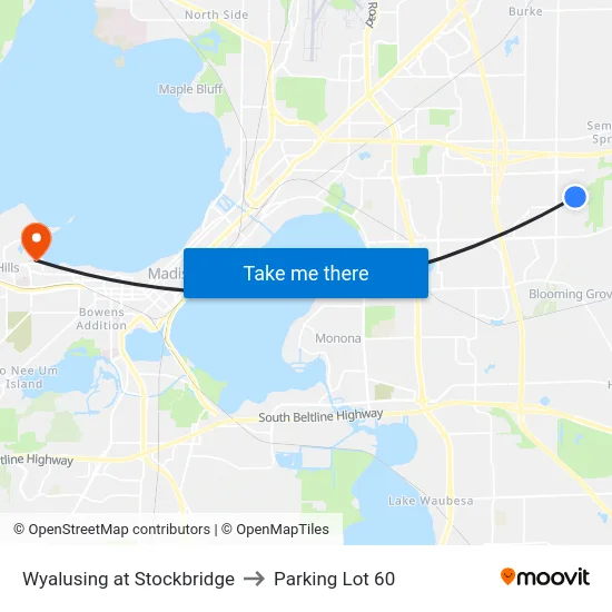 Wyalusing at Stockbridge to Parking Lot 60 map