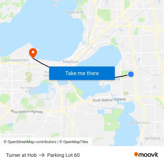 Turner at Hob to Parking Lot 60 map