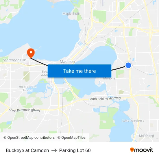 Buckeye at Camden to Parking Lot 60 map