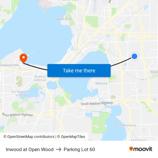 Inwood at Open Wood to Parking Lot 60 map