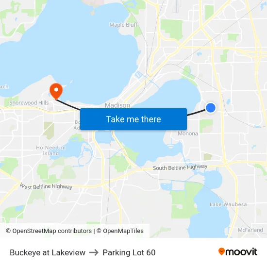 Buckeye at Lakeview to Parking Lot 60 map