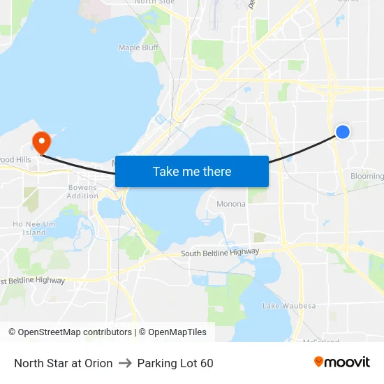 North Star at Orion to Parking Lot 60 map