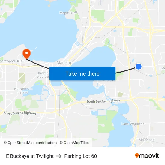 E Buckeye at Twilight to Parking Lot 60 map