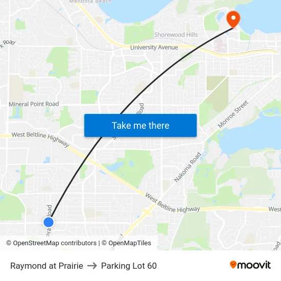 Raymond at Prairie to Parking Lot 60 map
