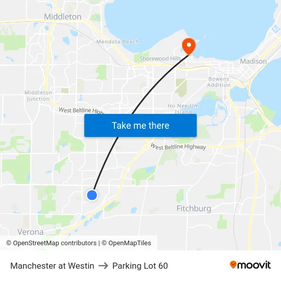 Manchester at Westin to Parking Lot 60 map