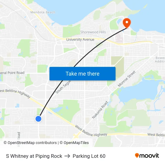 S Whitney at Piping Rock to Parking Lot 60 map