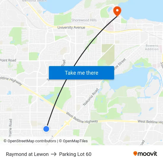 Raymond at Lewon to Parking Lot 60 map