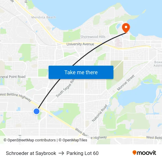 Schroeder at Saybrook to Parking Lot 60 map