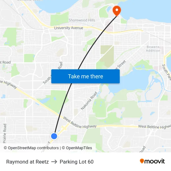 Raymond at Reetz to Parking Lot 60 map