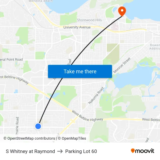 S Whitney at Raymond to Parking Lot 60 map