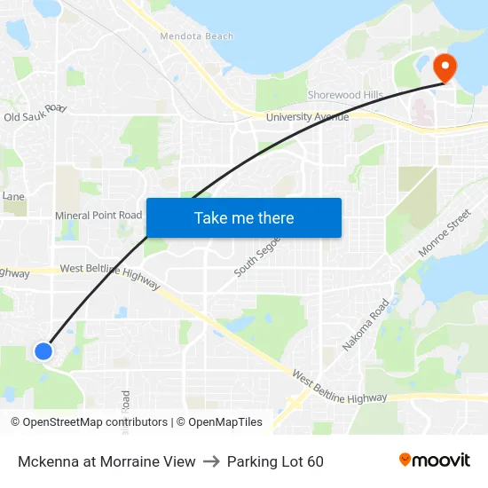 Mckenna at Morraine View to Parking Lot 60 map
