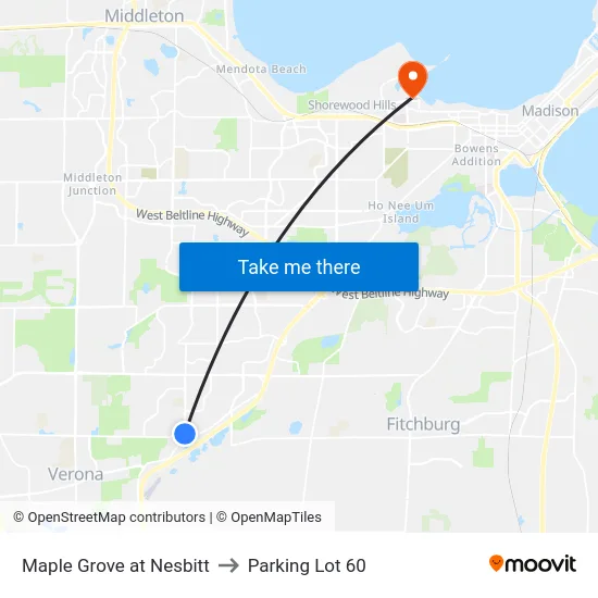 Maple Grove at Nesbitt to Parking Lot 60 map