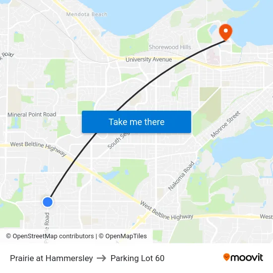 Prairie at Hammersley to Parking Lot 60 map