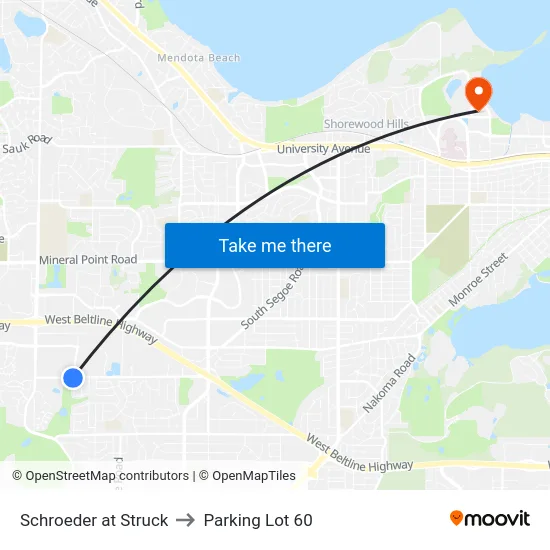 Schroeder at Struck to Parking Lot 60 map