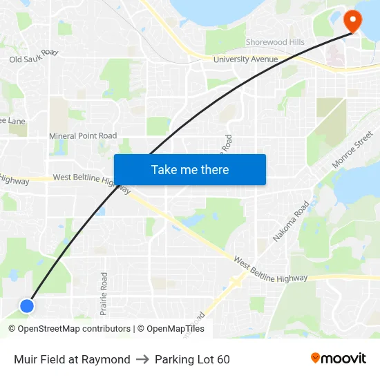 Muir Field at Raymond to Parking Lot 60 map