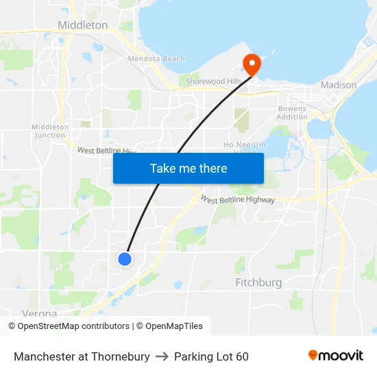Manchester at Thornebury to Parking Lot 60 map