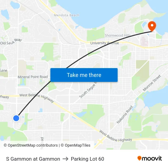 S Gammon at Gammon to Parking Lot 60 map
