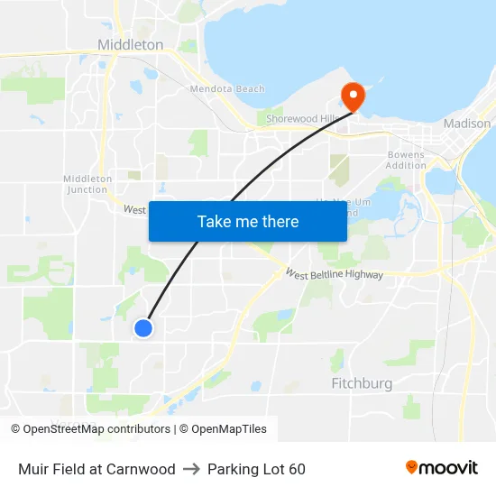 Muir Field at Carnwood to Parking Lot 60 map