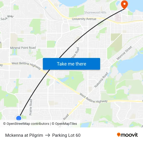 Mckenna at Pilgrim to Parking Lot 60 map