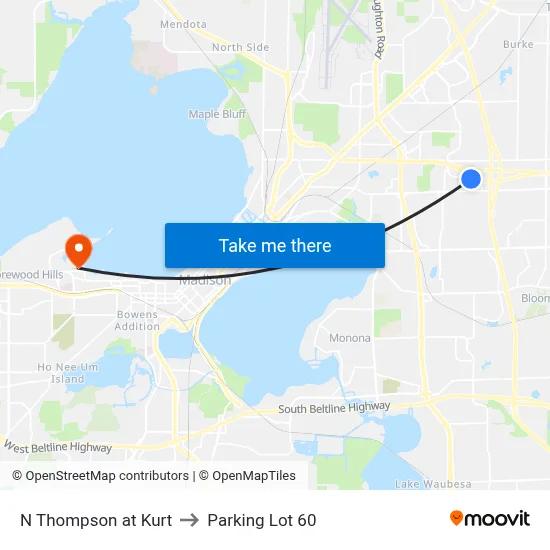 N Thompson at Kurt to Parking Lot 60 map