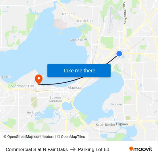 Commercial S at N Fair Oaks to Parking Lot 60 map