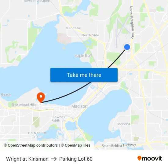 Wright at Kinsman to Parking Lot 60 map