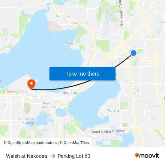 Walsh at Nakoosa to Parking Lot 60 map