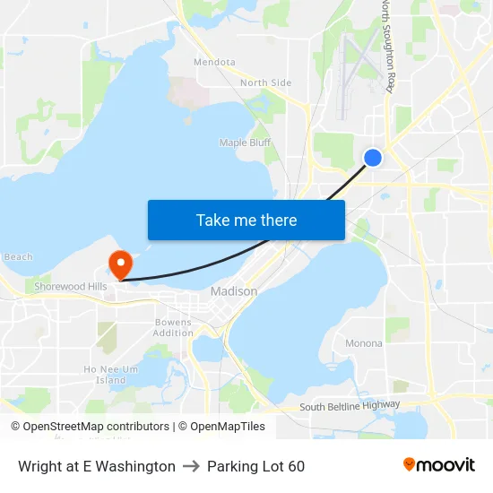 Wright at E Washington to Parking Lot 60 map
